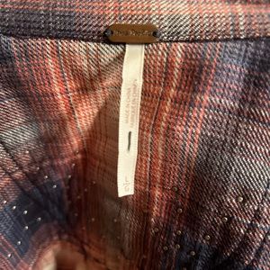 FREE PEOPLE Embellished Flannel Button Up